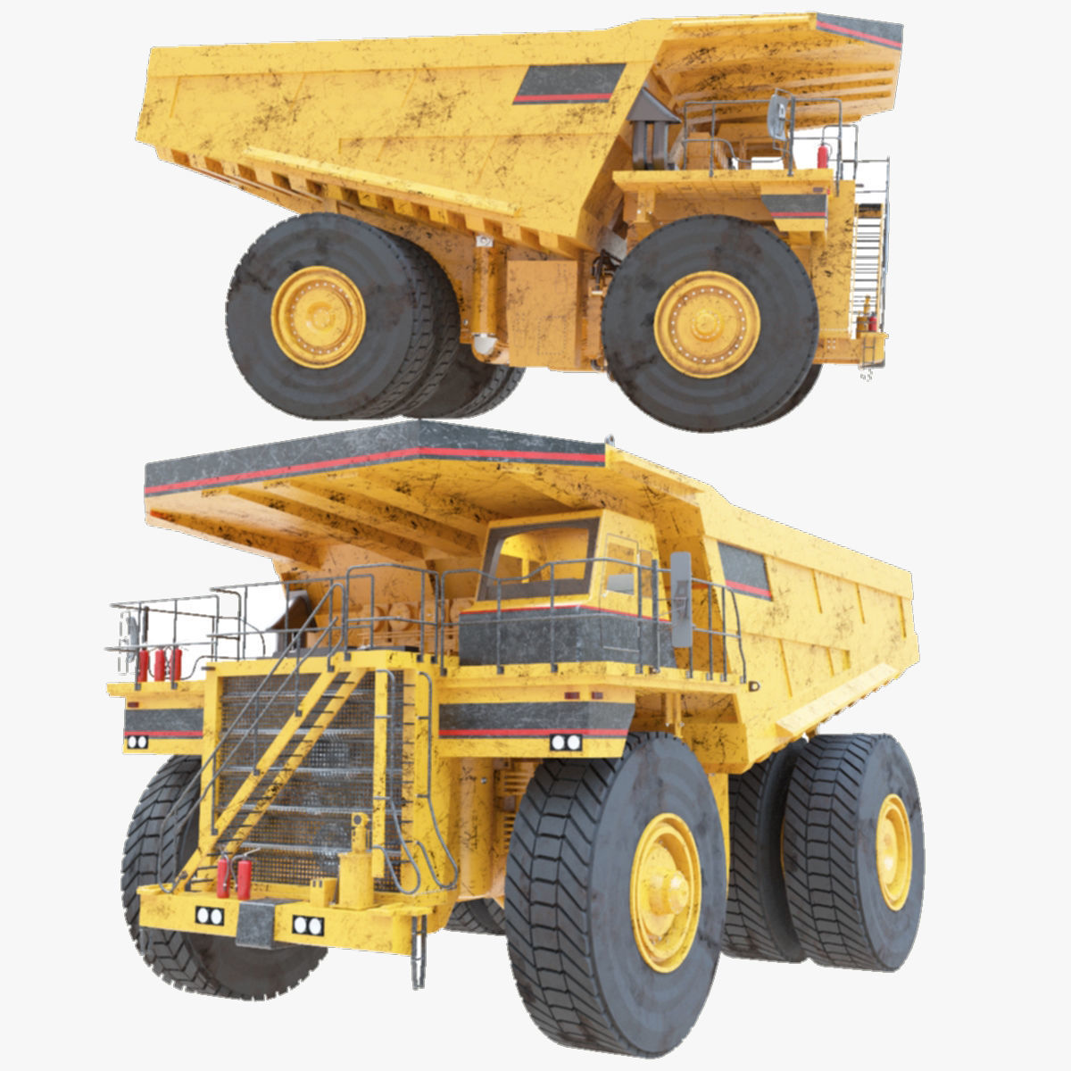 Dump Haul Mining Truck - Proper High Poly With Cabin Interior 3D model_3