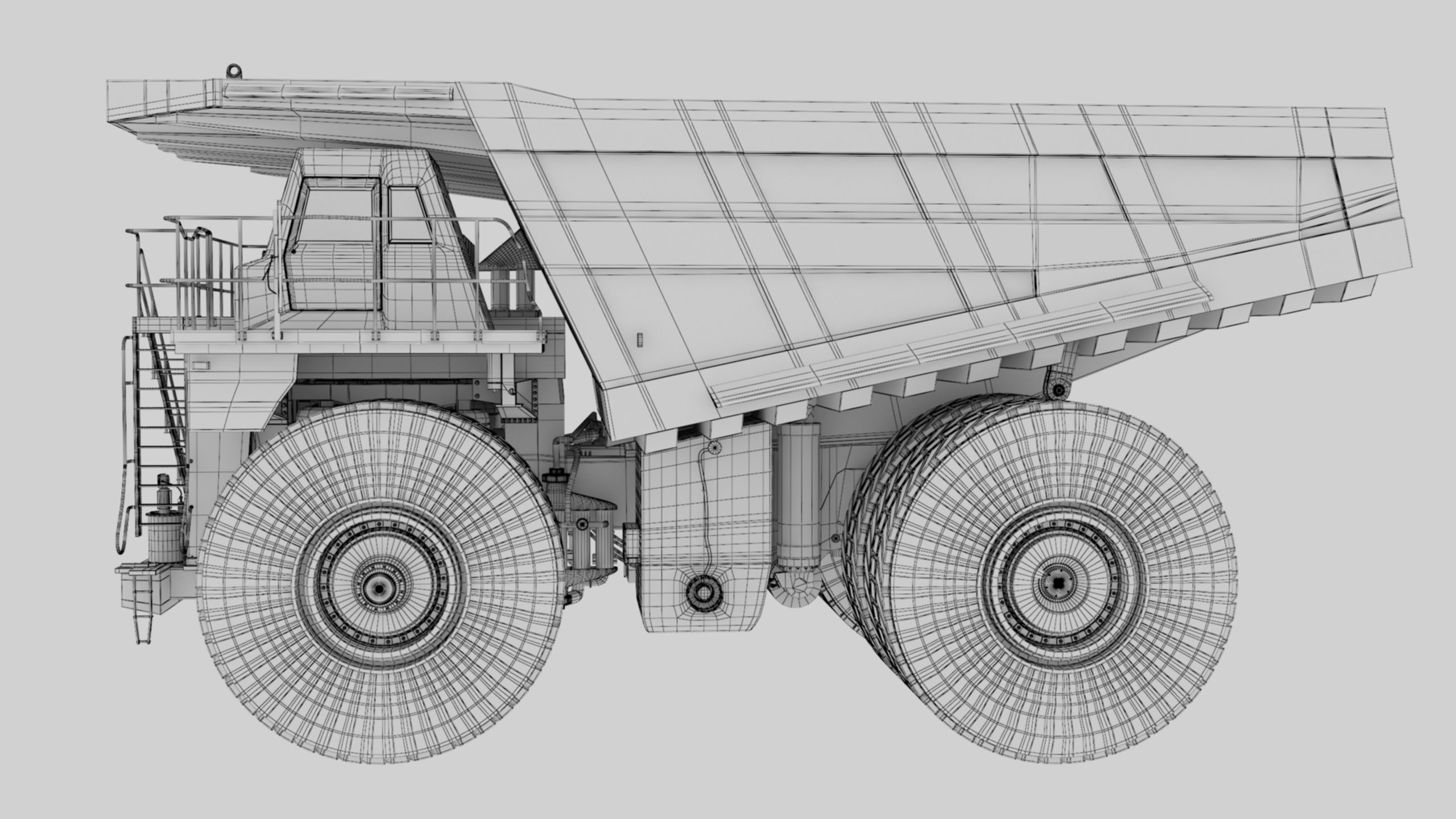 Dump Haul Mining Truck - Proper High Poly With Cabin Interior 3D model_32