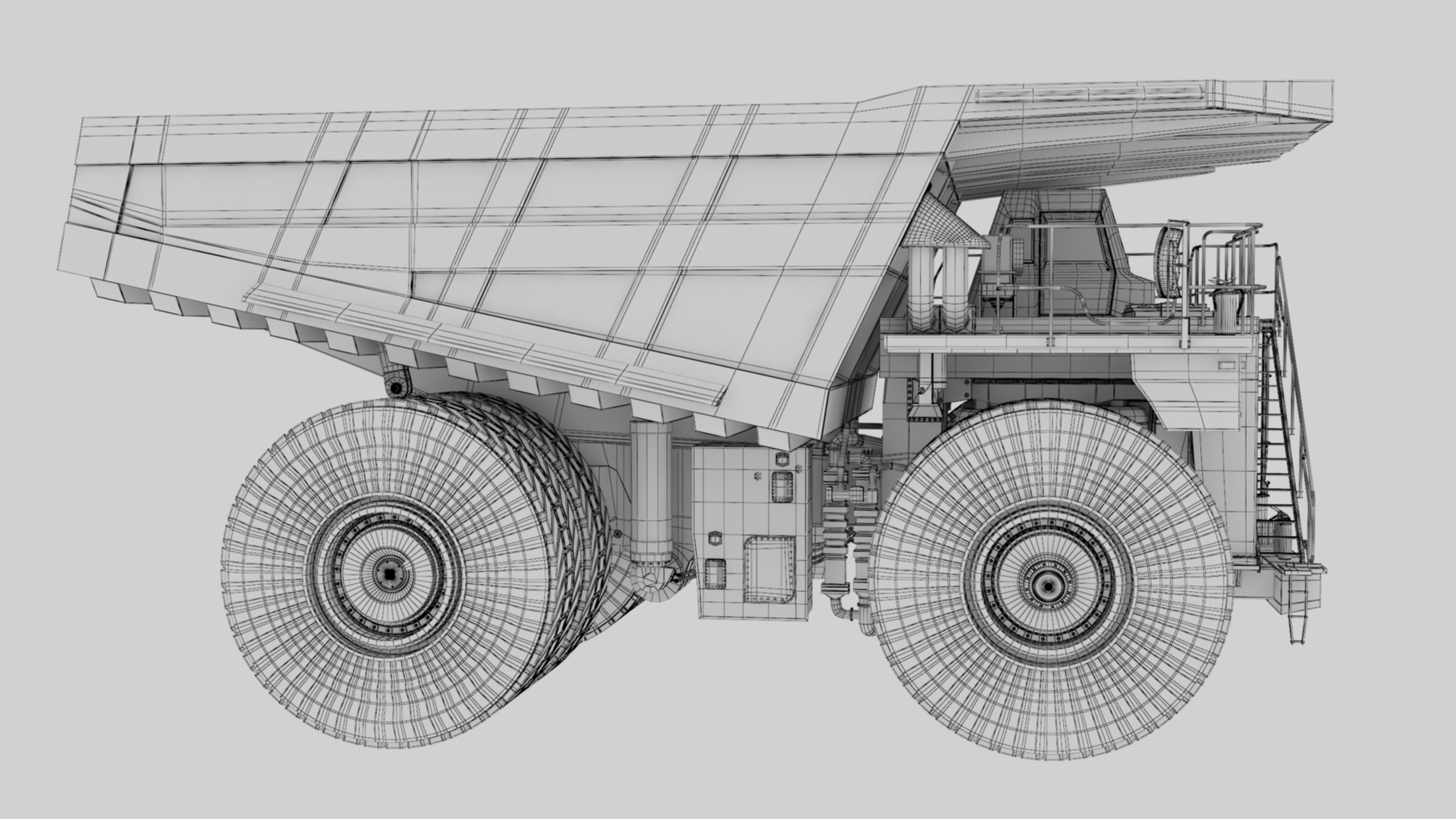 Dump Haul Mining Truck - Proper High Poly With Cabin Interior 3D model_59