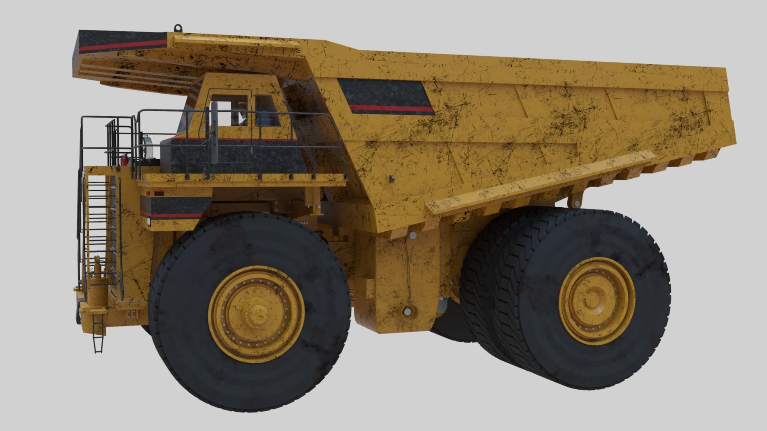 Dump Haul Mining Truck - Proper High Poly With Cabin Interior 3D model_53