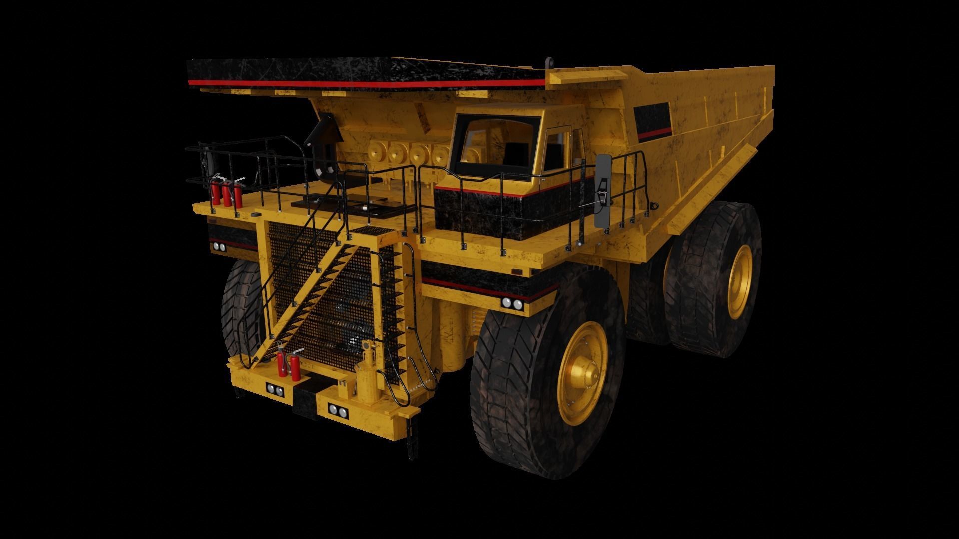 Dump Haul Mining Truck - Proper High Poly With Cabin Interior 3D model_12