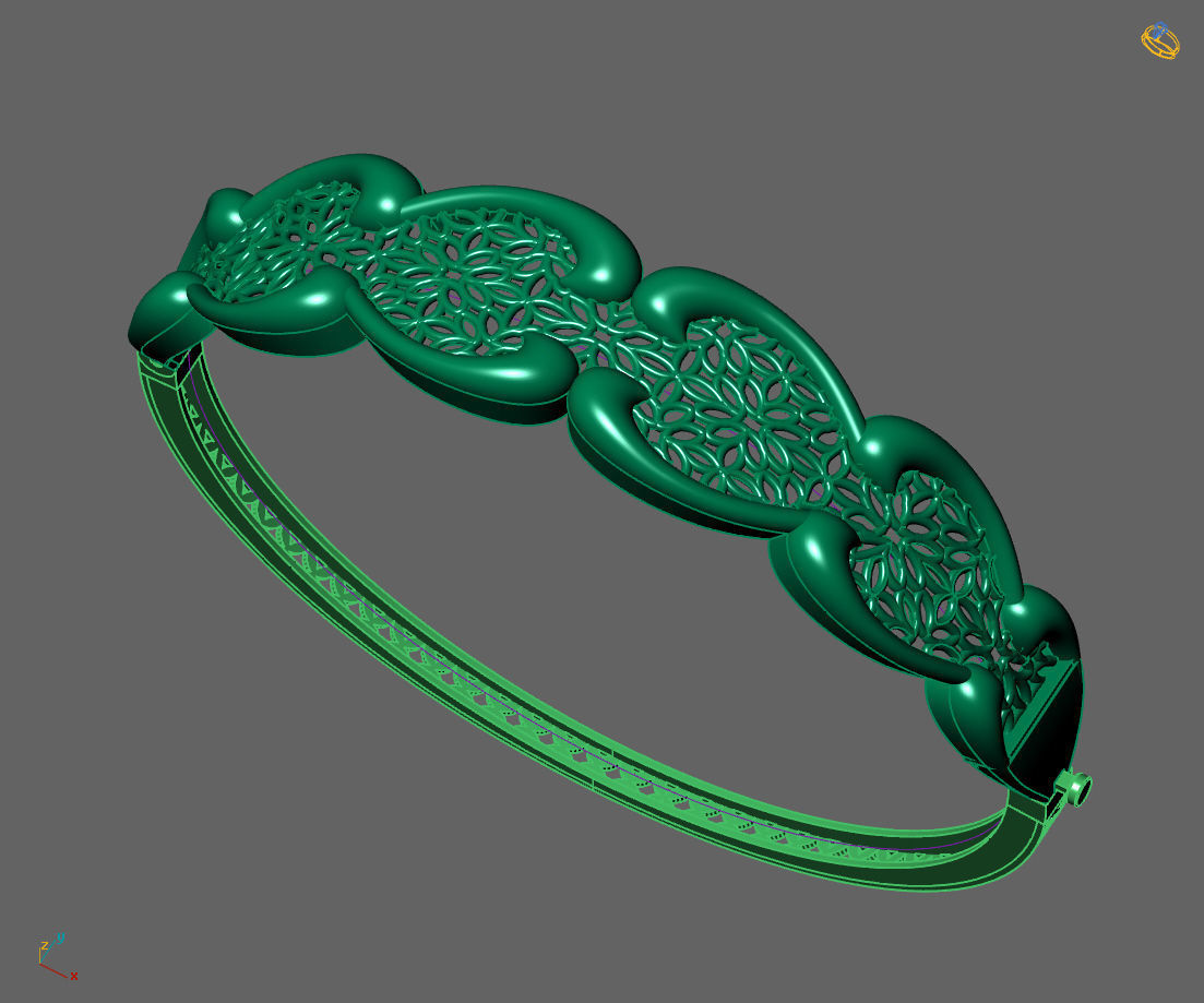 Womens Bracelets Bangles 3DM STL OBJ With Details 3D print model_3