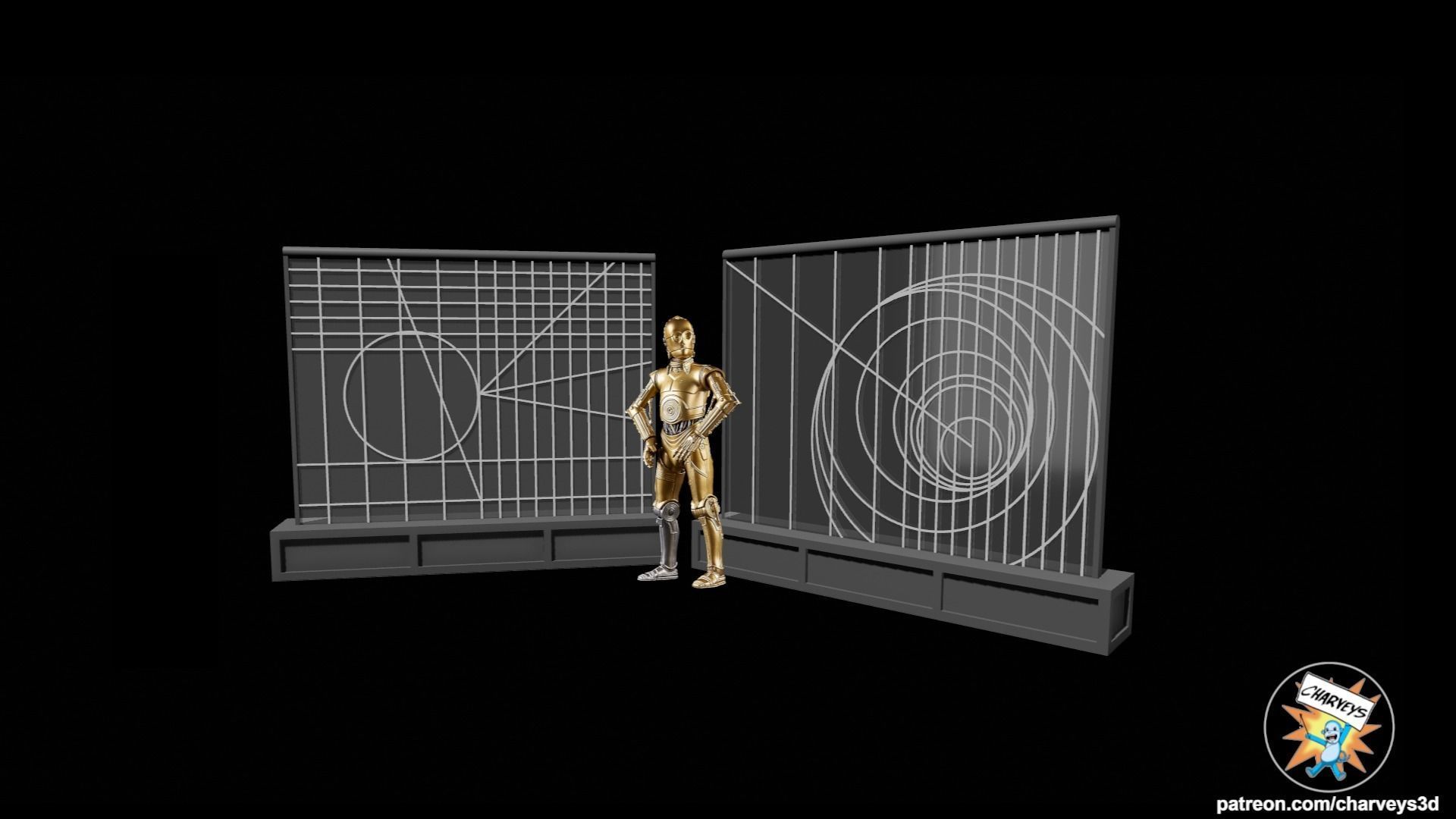 Star Wars Yavin Tactical Screens for action figure dioramas 3D print model_1