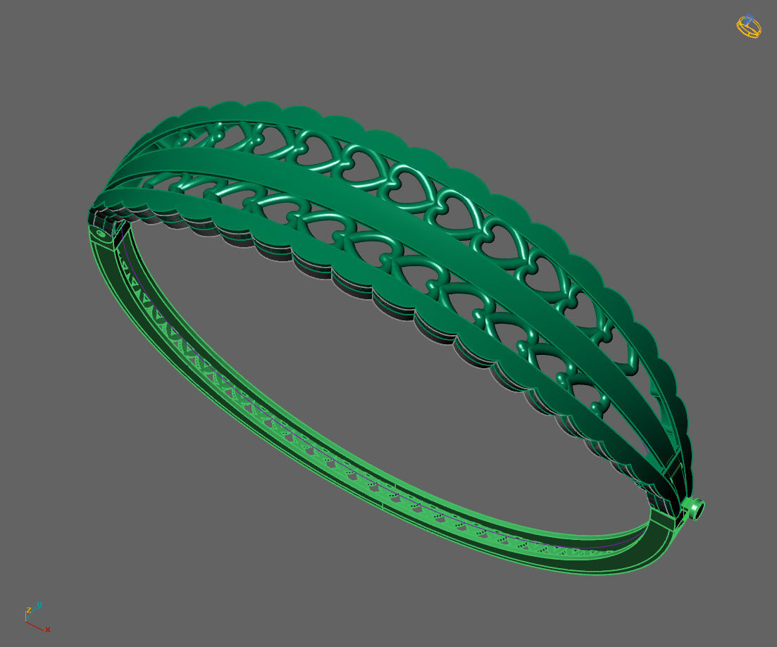 Womens Bracelets Bangles 3DM STL OBJ With Details  3D print model_3