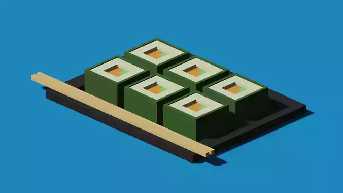 Sushi on tray with chopsticks