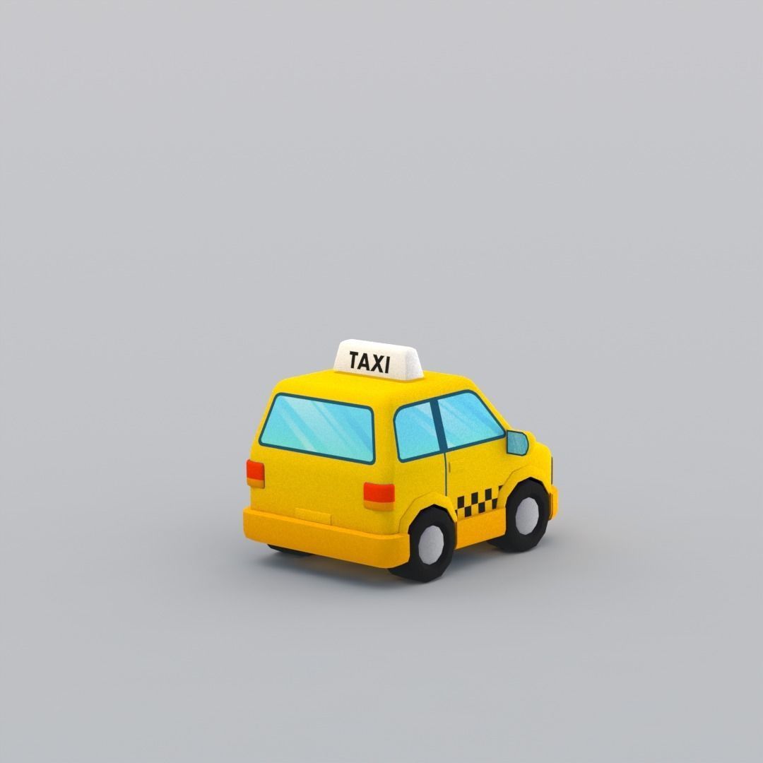 Cartoon Taxicab Low-poly 3D model_2