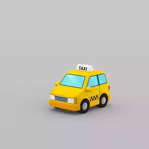 Cartoon Taxicab Low-poly 3D model