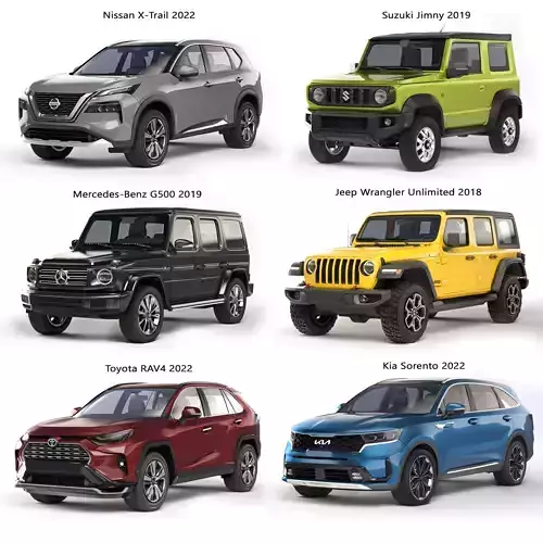 Collection of modern SUVs 