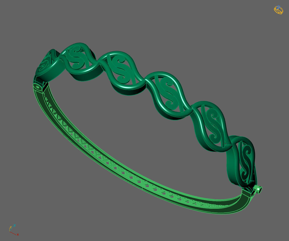 Womens Bracelets Bangles 3DM STL OBJ With Details  3D print model_3