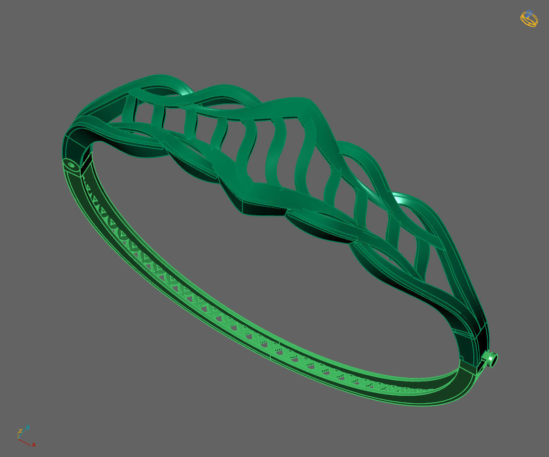 Womens Bracelets Bangles 3DM STL OBJ With Details  3D print model_3