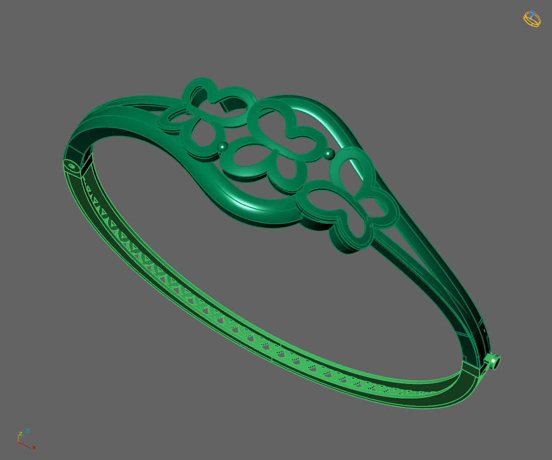 Womens Bracelets Bangles 3DM STL OBJ With Details  3D print model_3