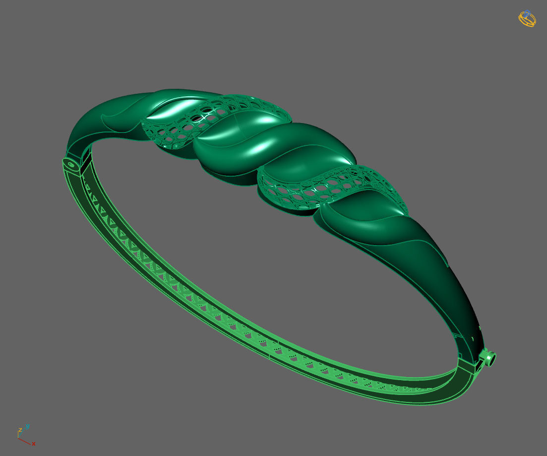 Womens Bracelets Bangles 3DM STL OBJ With Details  3D print model_3