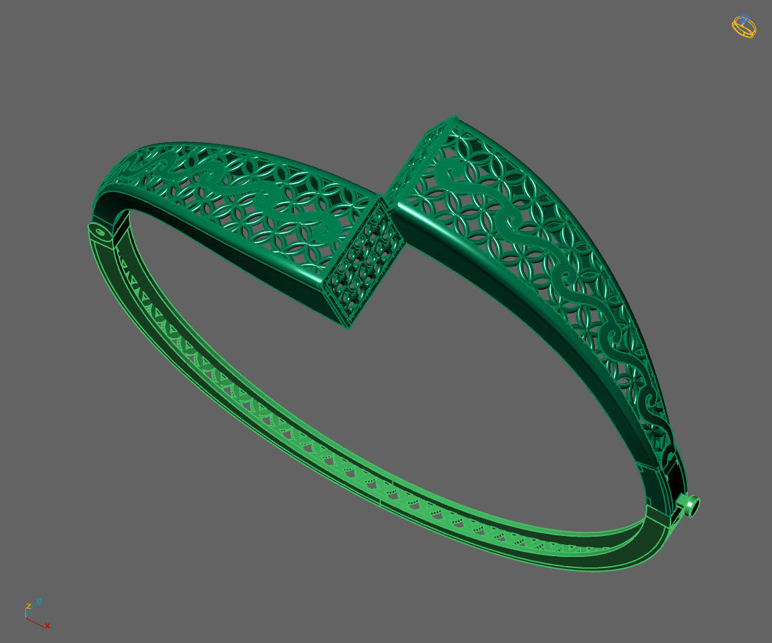Womens Bracelets Bangles 3DM STL OBJ With Details  3D print model_3