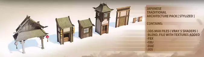 JAPANESE TRADITIONAL ARCHITECTURE PACK -STYLIZED- Low-poly 3D model