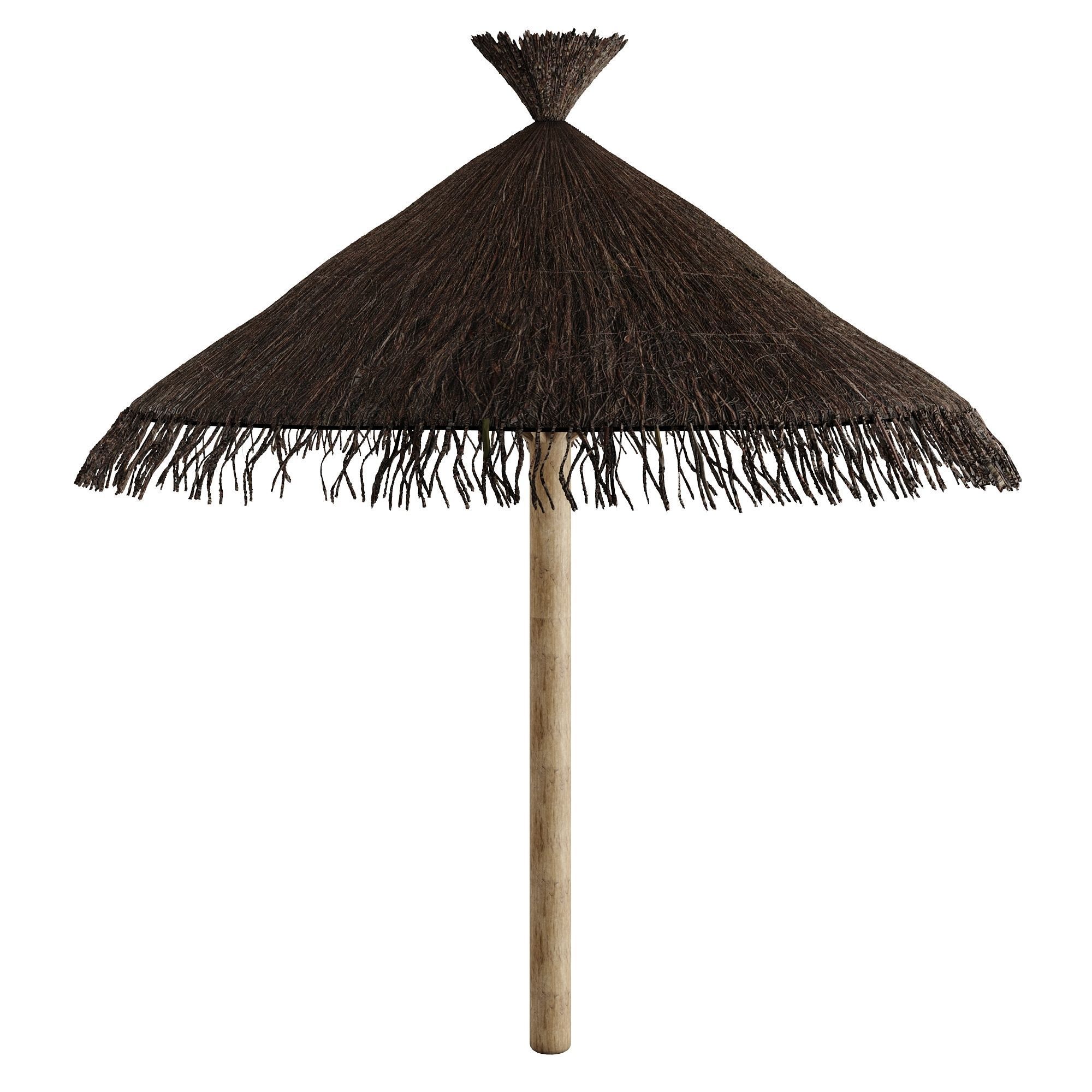 Straw hut beach Low-poly 3D model_2