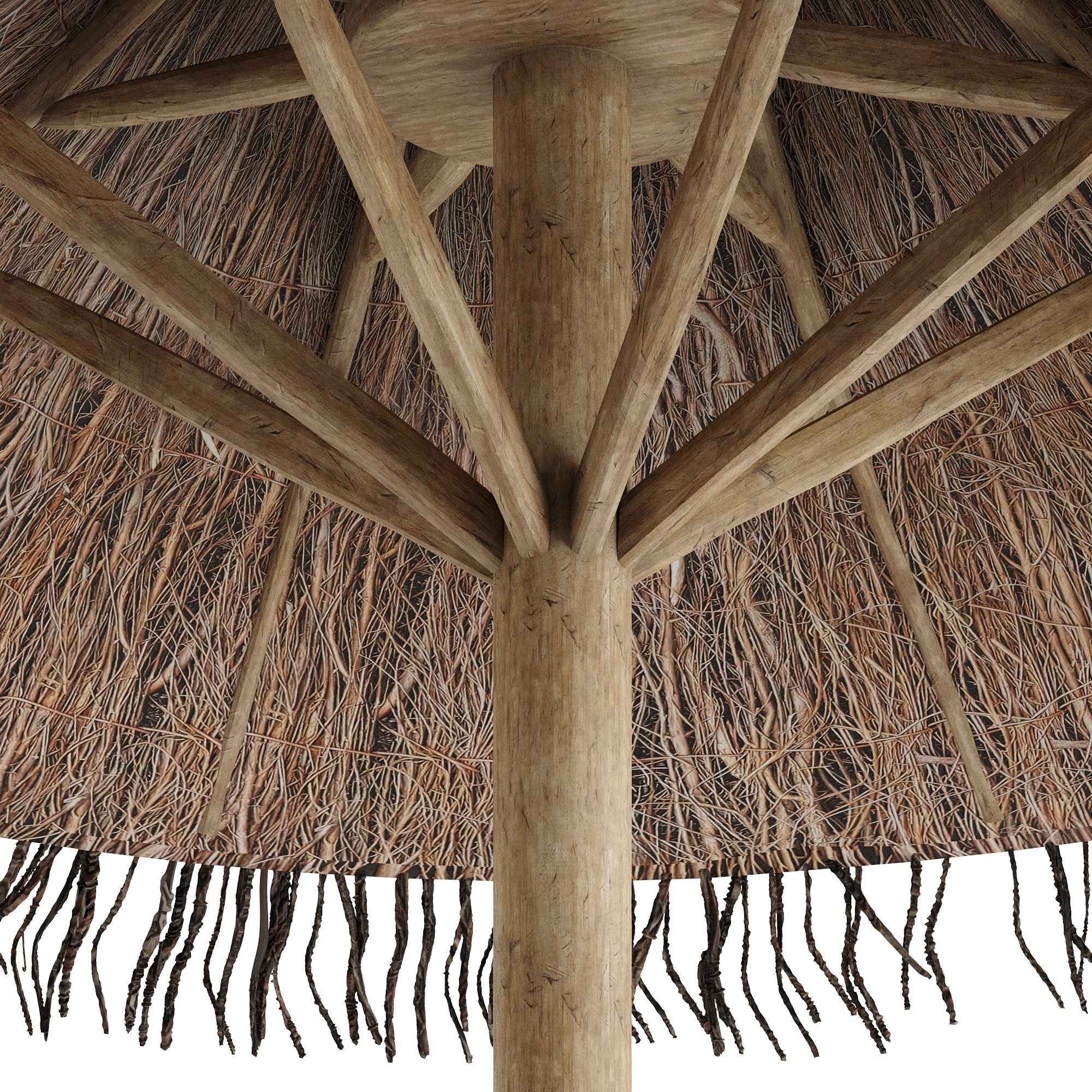 Straw hut beach Low-poly 3D model_1