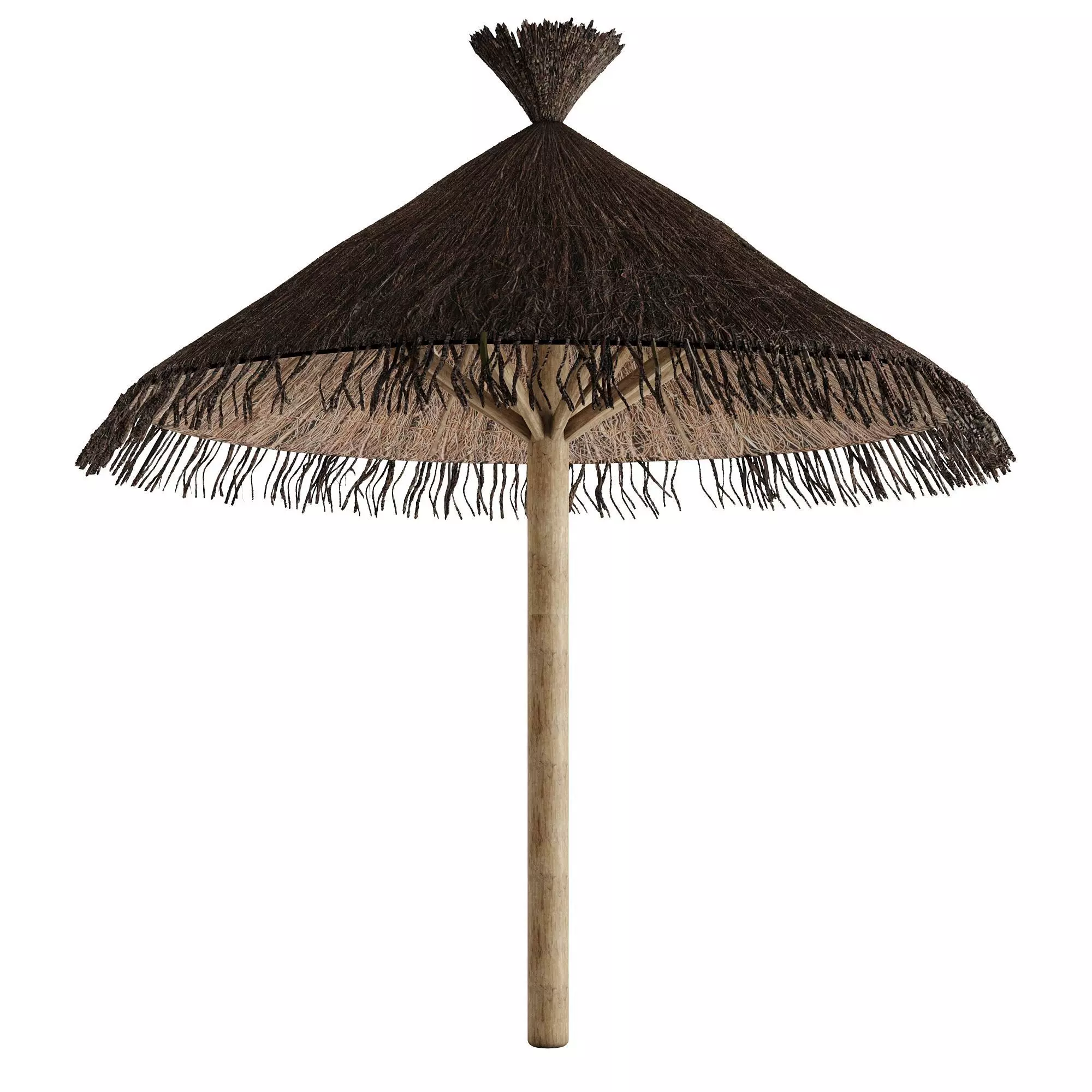 Straw hut beach Low-poly 3D model_0