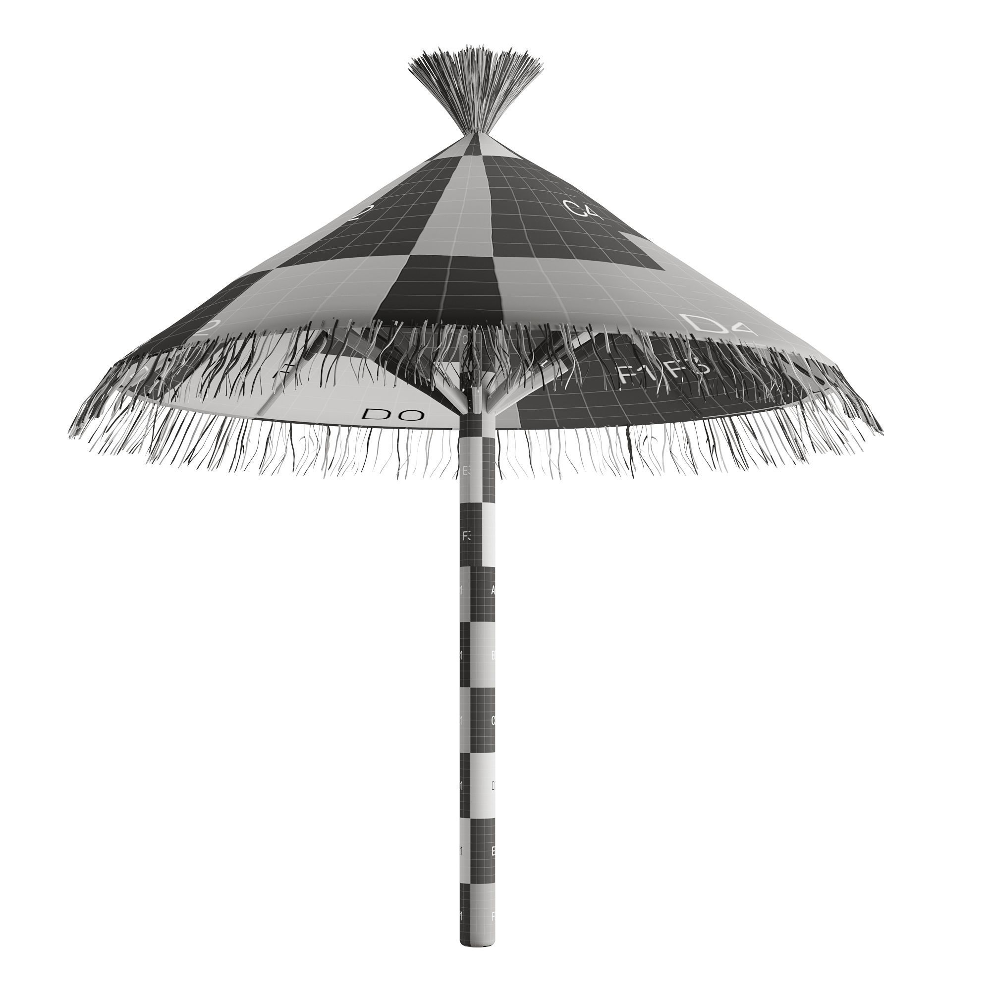 Straw hut beach Low-poly 3D model_5