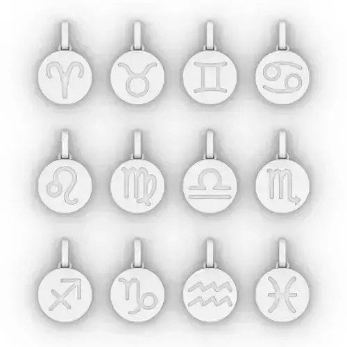 Zodiac Circle pendants Small 15 mm plain gold