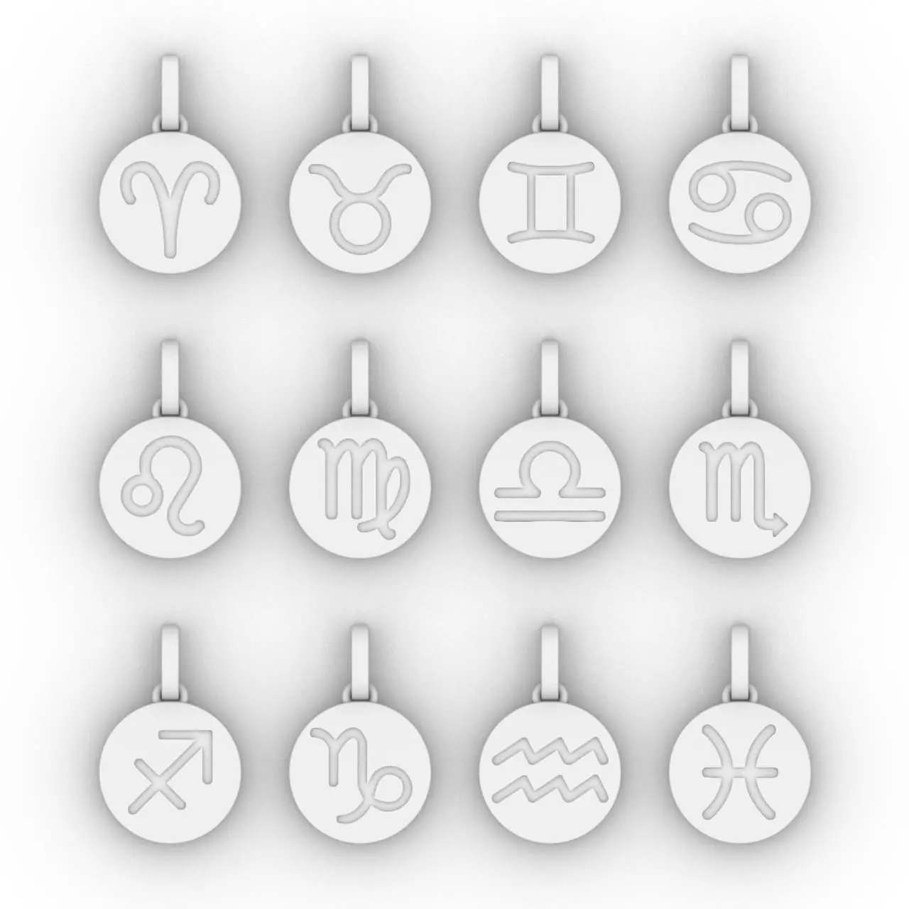 Zodiac Circle pendants Small 15 mm plain gold 3D print model_0