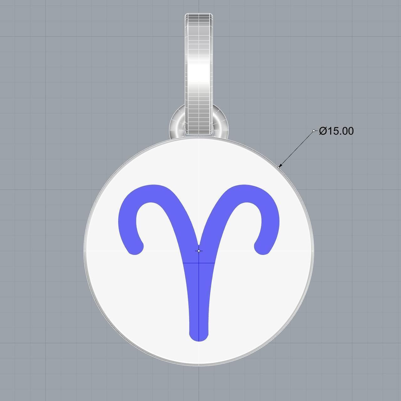 Zodiac Circle pendants Small 15 mm plain gold 3D print model_6