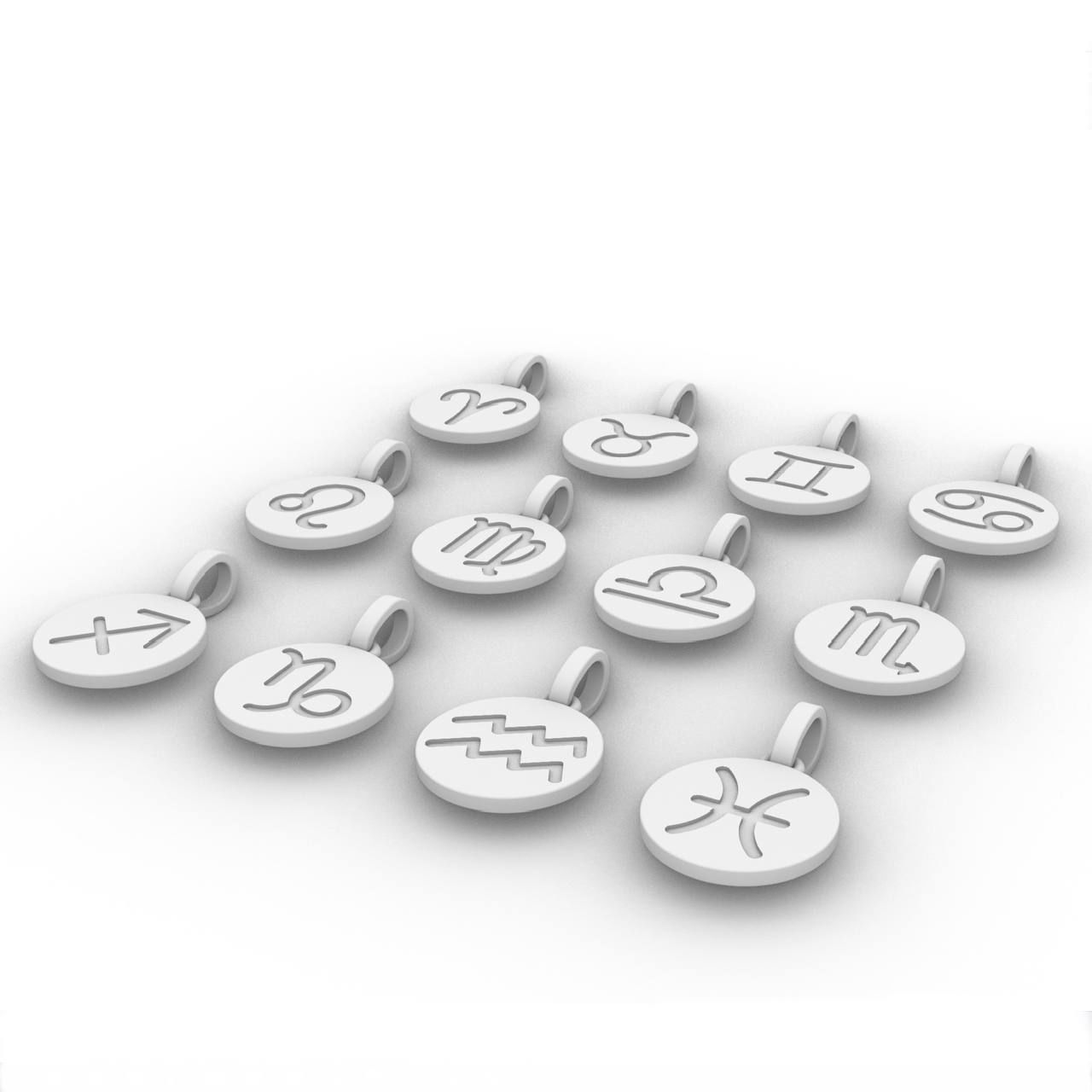 Zodiac Circle pendants Small 15 mm plain gold 3D print model_2