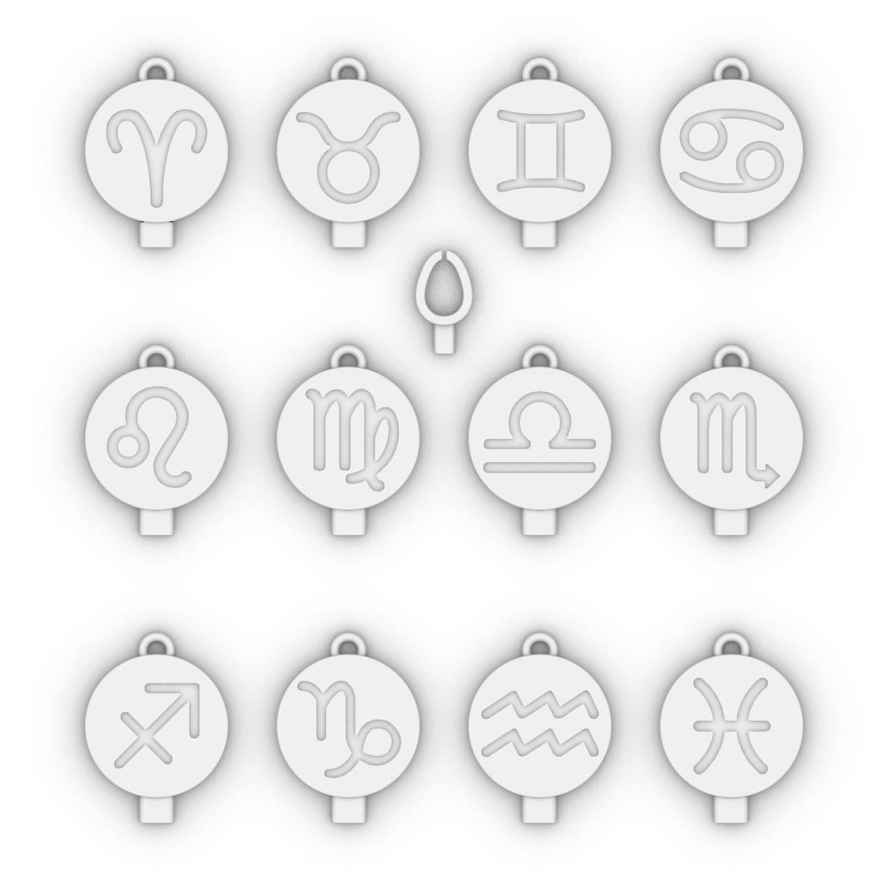 Zodiac Circle pendants Small 15 mm plain gold 3D print model_3