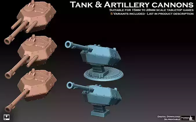Tank And Artillery Cannons 3D print model