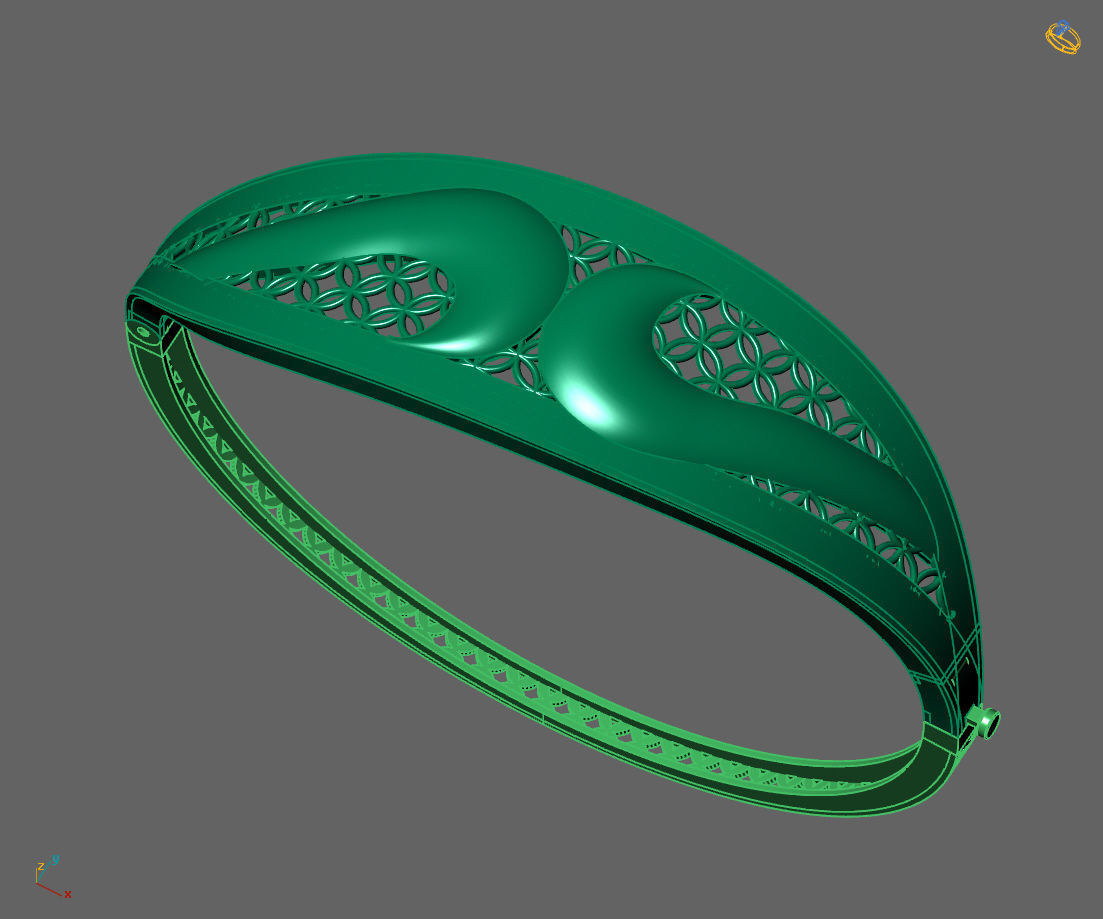 Womens Bracelets Bangles 3DM STL OBJ With Details 3D print model_3