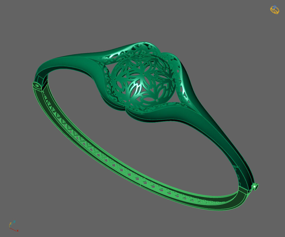 Womens Bracelets Bangles 3DM STL OBJ With Details  3D print model_3