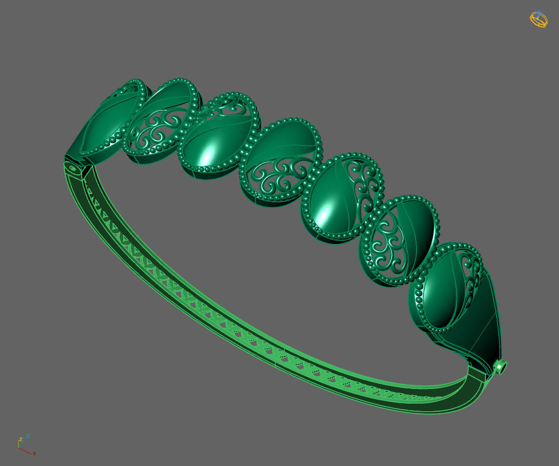 Womens Bracelets Bangles 3DM STL OBJ With Details  3D print model_3