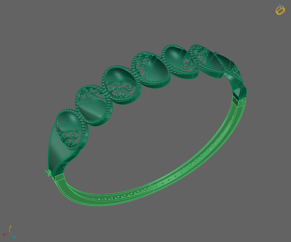 Womens Bracelets Bangles 3DM STL OBJ With Details  3D print model_1