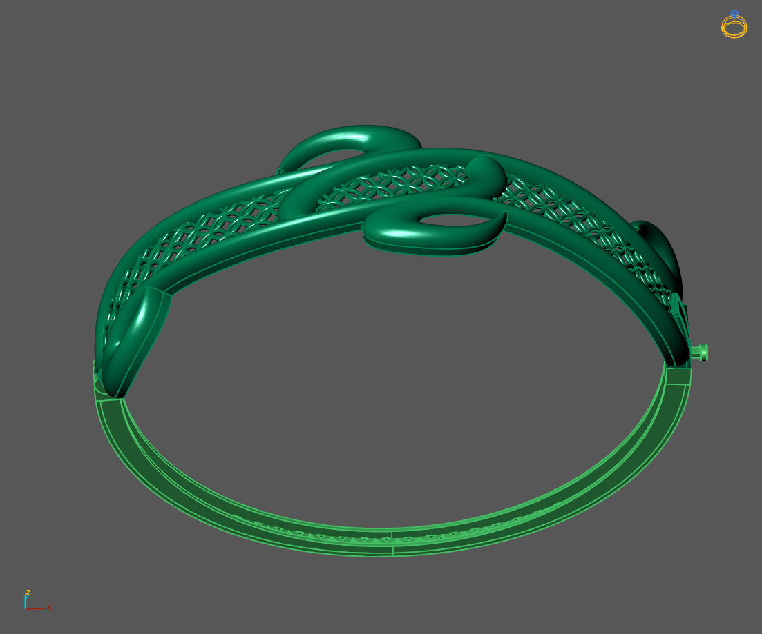 Womens Bracelets Bangles 3DM STL OBJ With Details  3D print model_2