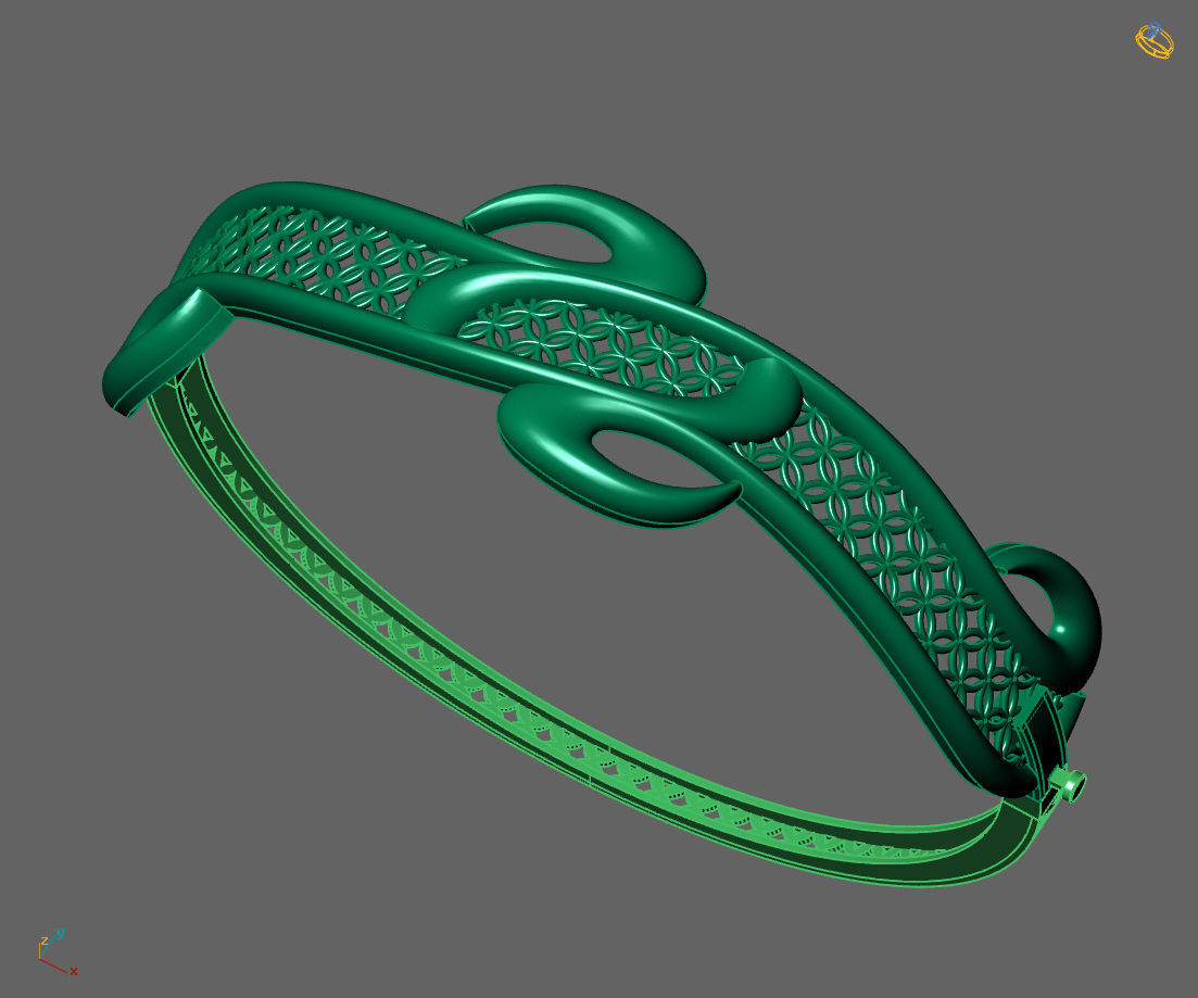 Womens Bracelets Bangles 3DM STL OBJ With Details  3D print model_3
