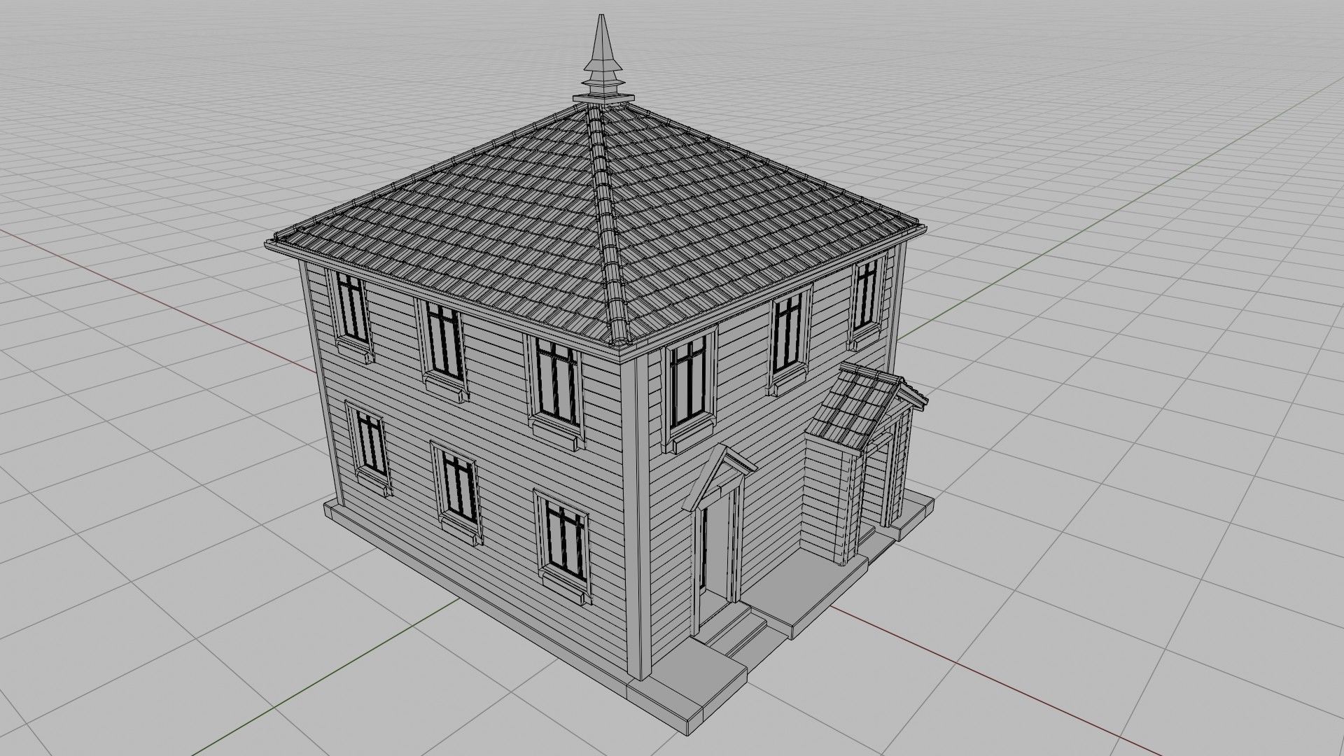 classic house with 4k pbr textures game ready 3D Low-poly 3D model_16