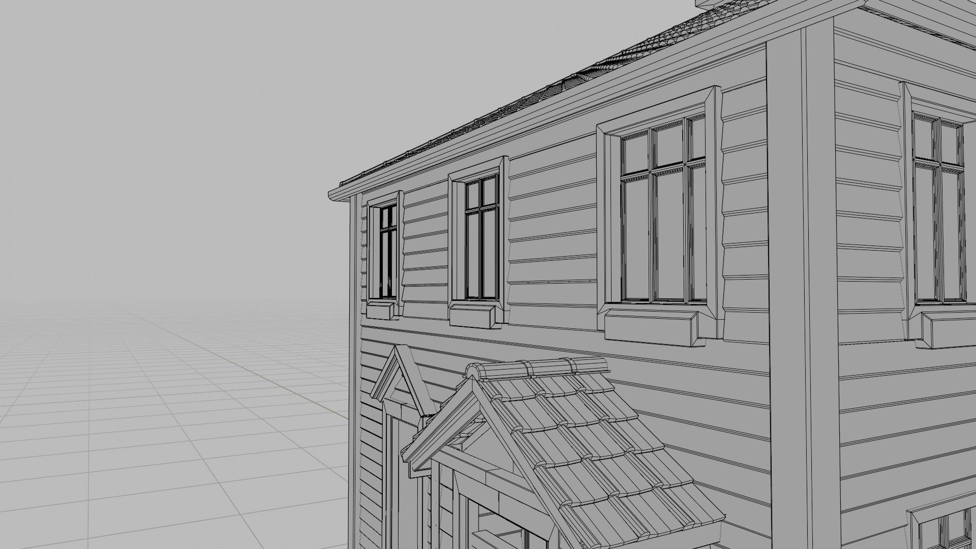 classic house with 4k pbr textures game ready 3D Low-poly 3D model_13