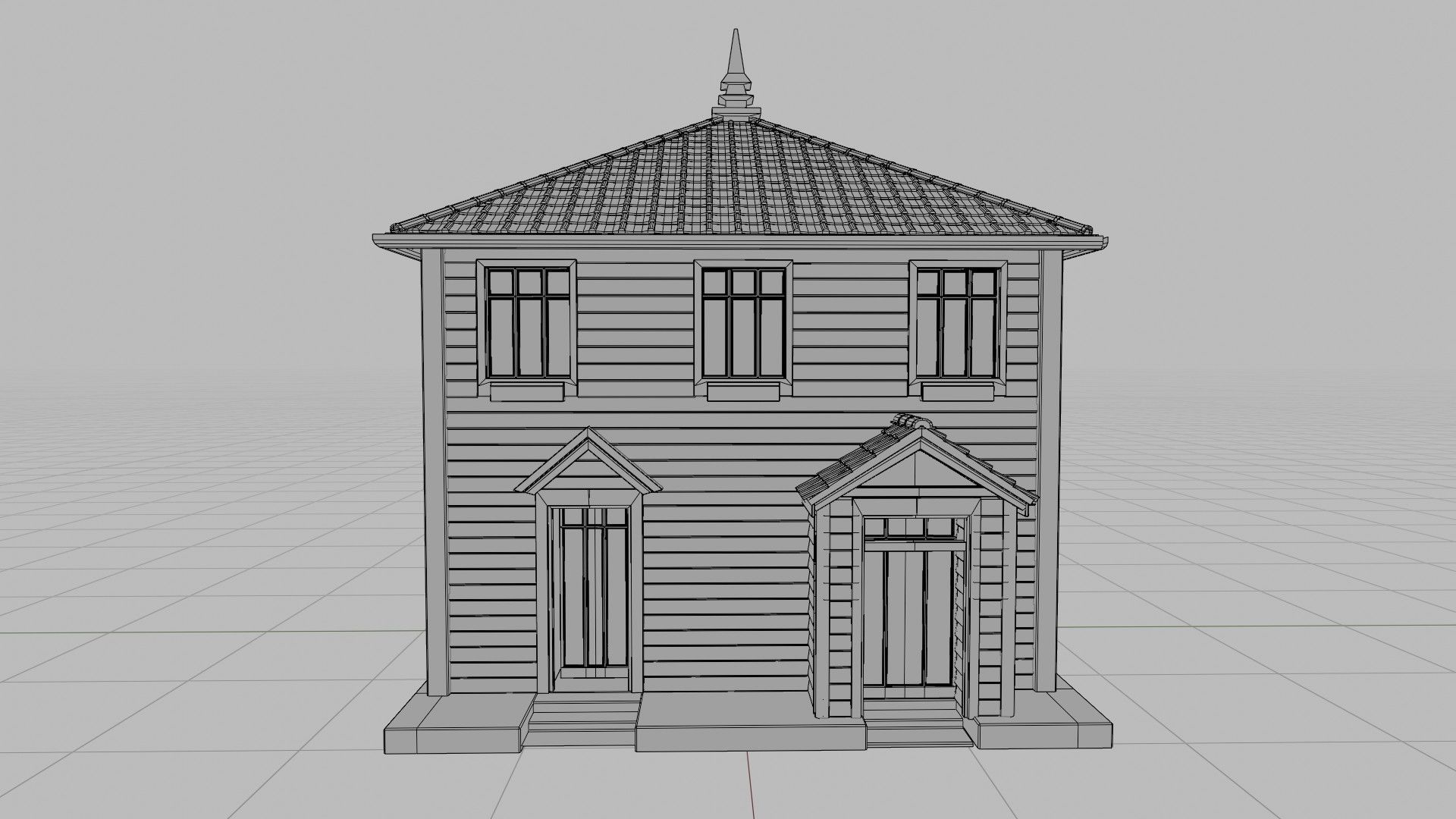 classic house with 4k pbr textures game ready 3D Low-poly 3D model_11