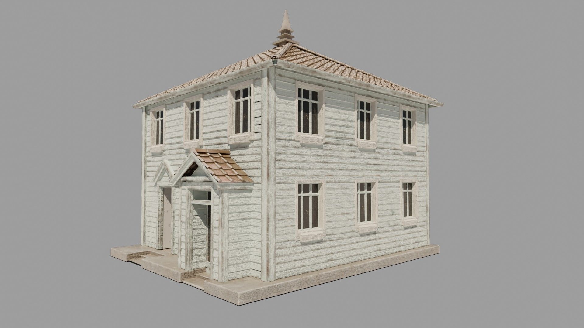 classic house with 4k pbr textures game ready 3D Low-poly 3D model_8