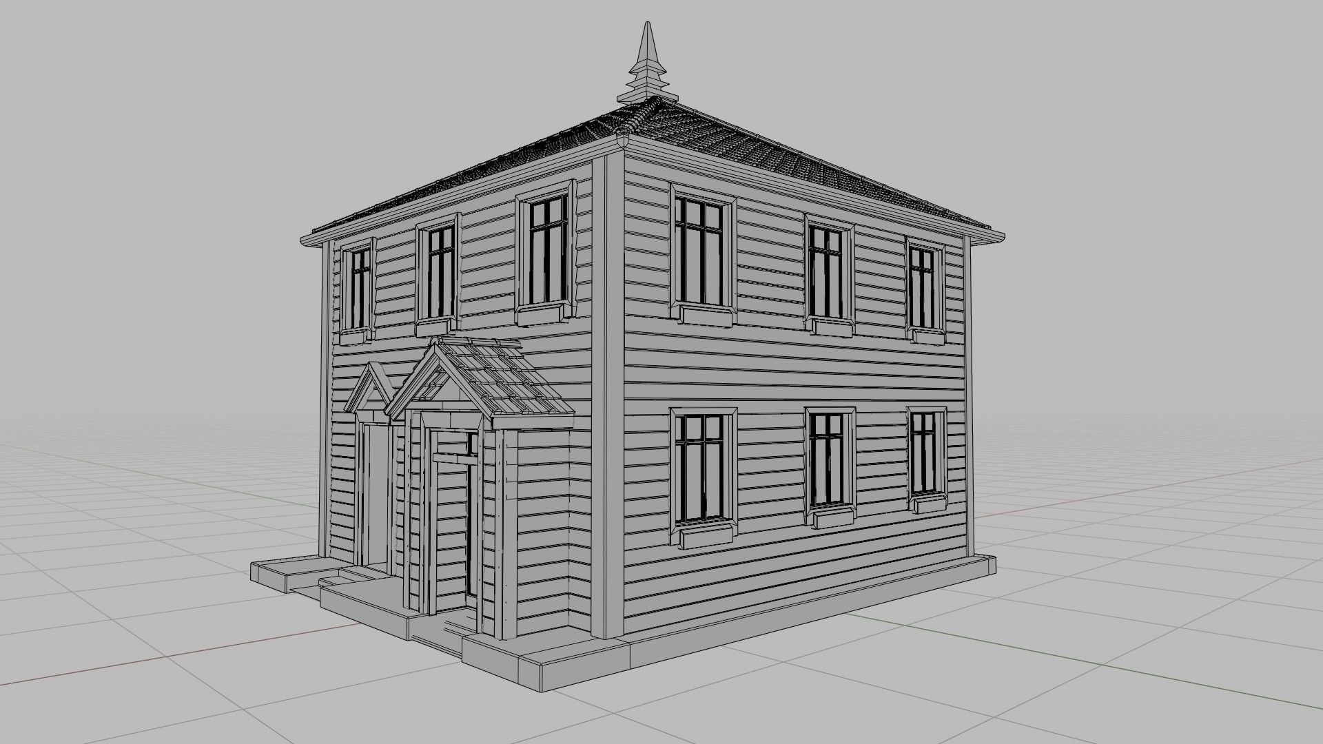 classic house with 4k pbr textures game ready 3D Low-poly 3D model_10