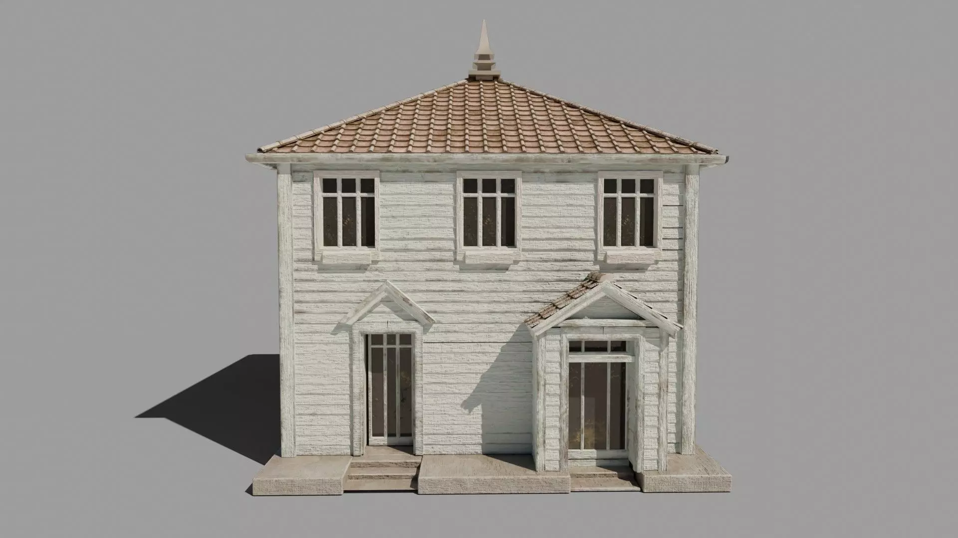 classic house with 4k pbr textures game ready 3D Low-poly 3D model_0