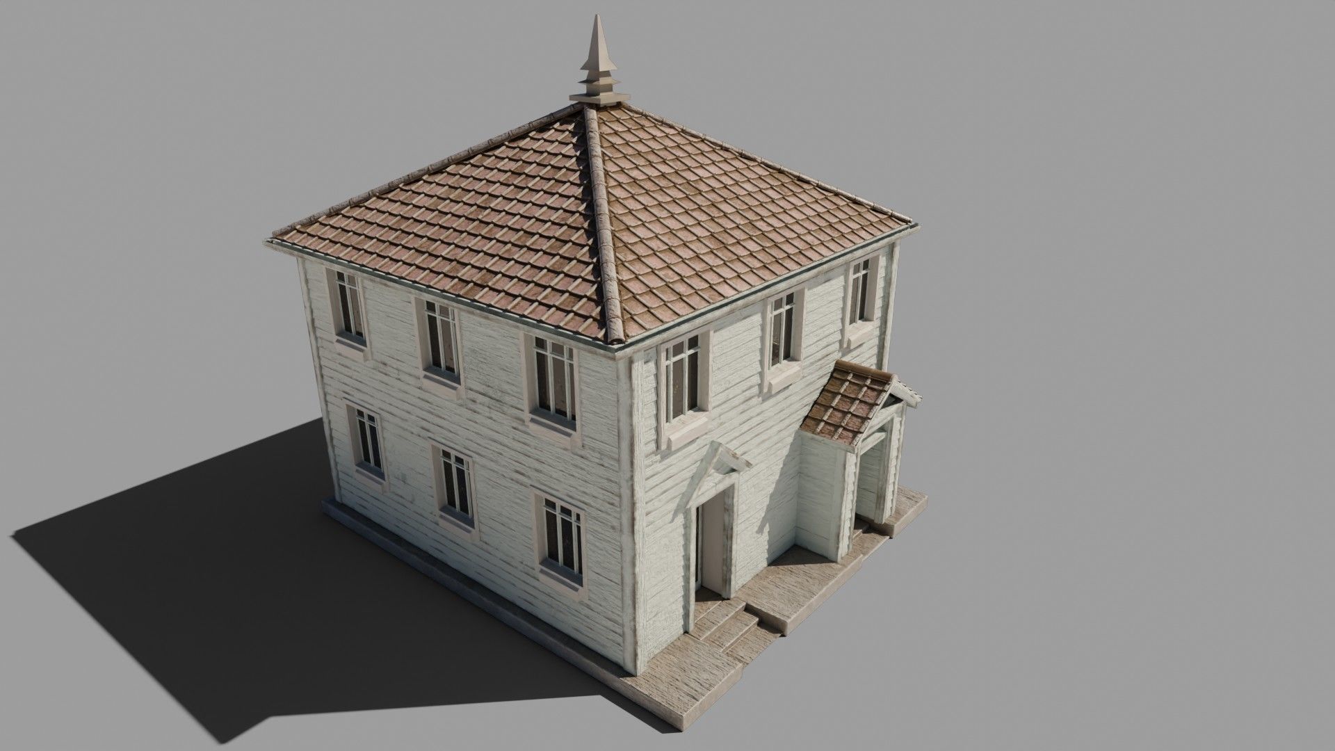 classic house with 4k pbr textures game ready 3D Low-poly 3D model_1