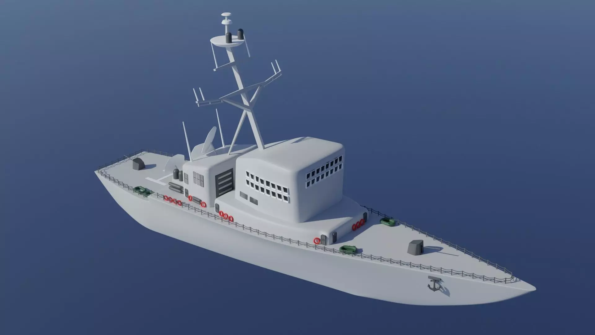 Destroyer ship Low-poly 3D model Free low-poly 3D model