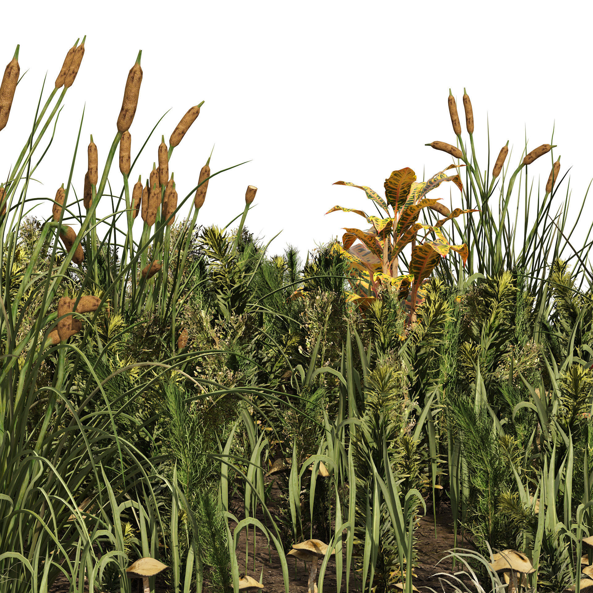 garden plants set 3D model_1