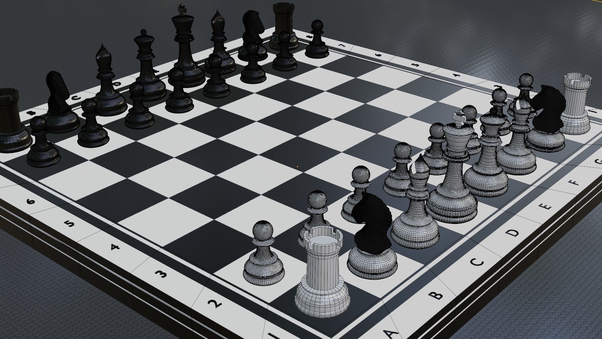 Chess board 3D model Free low-poly 3D model_6