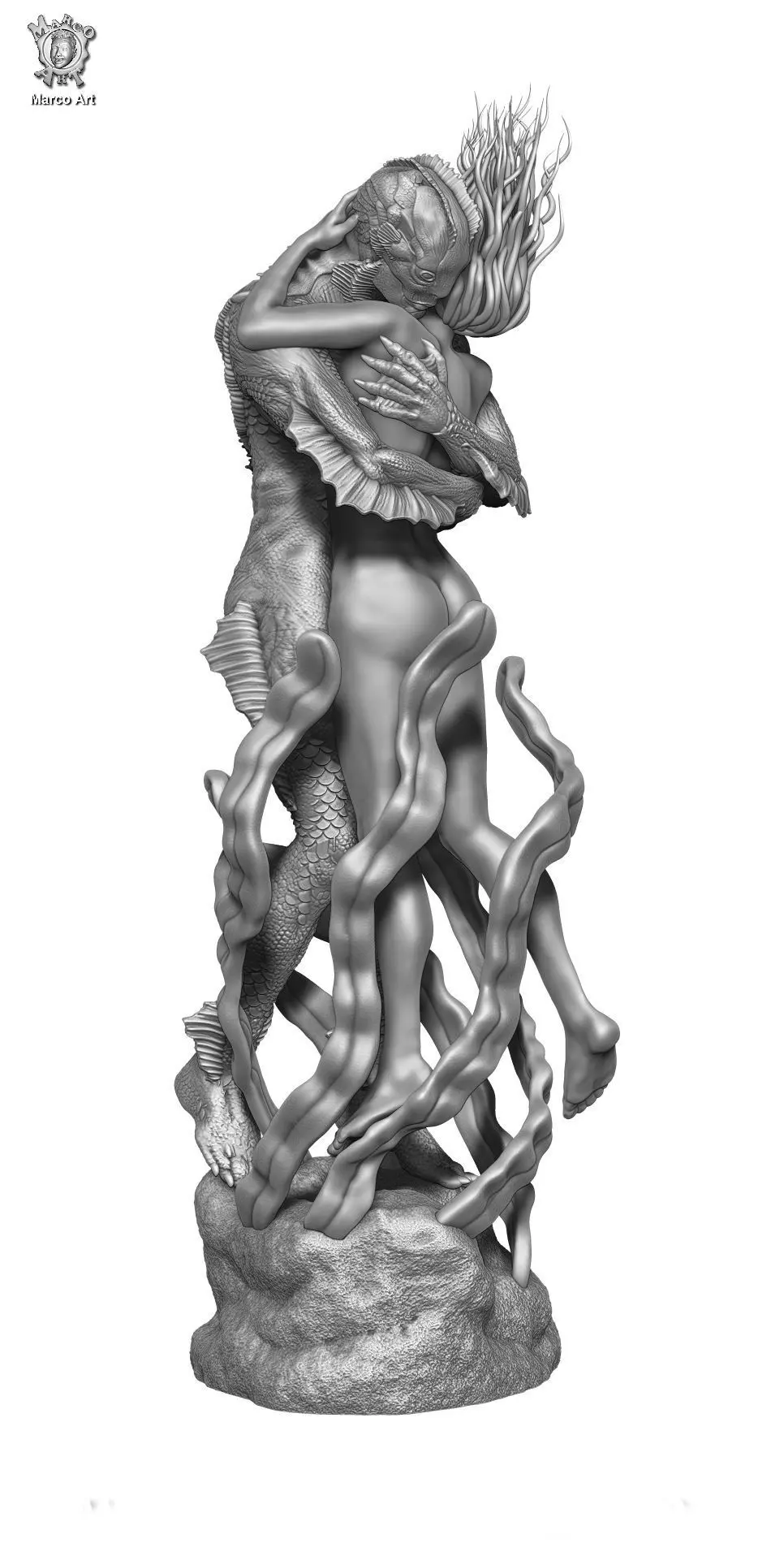 The Shape of Water stl file 3D print model_0
