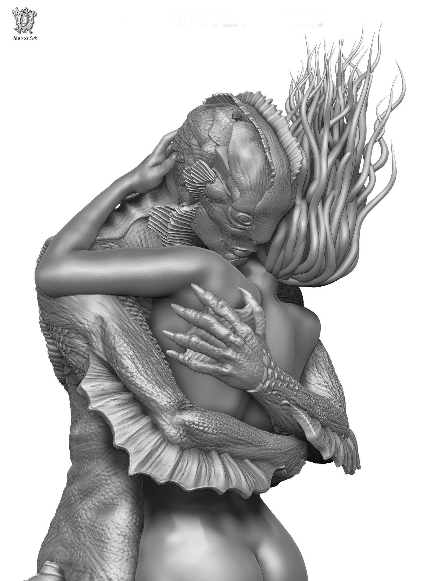 The Shape of Water stl file 3D print model_2