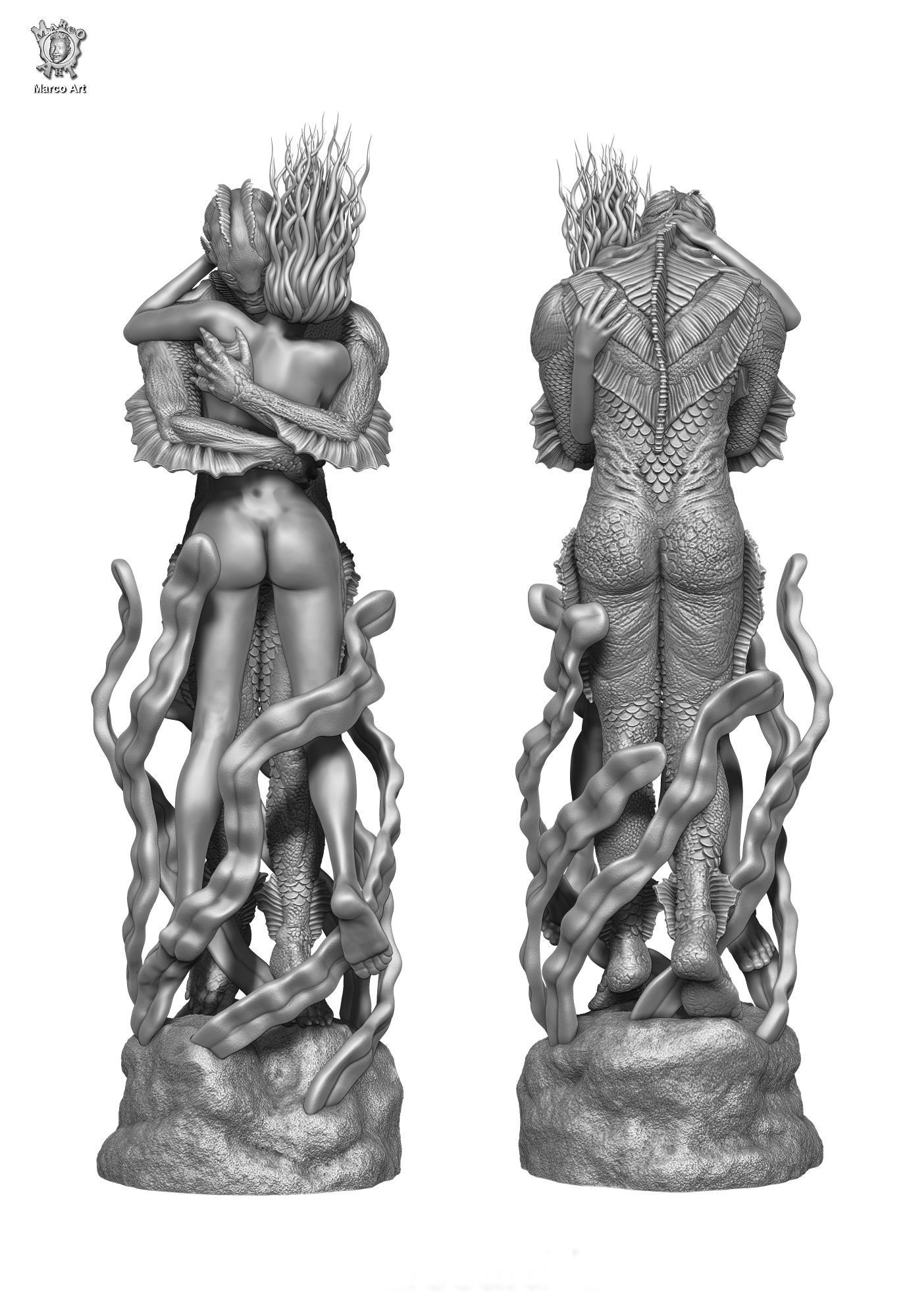 The Shape of Water stl file 3D print model_3
