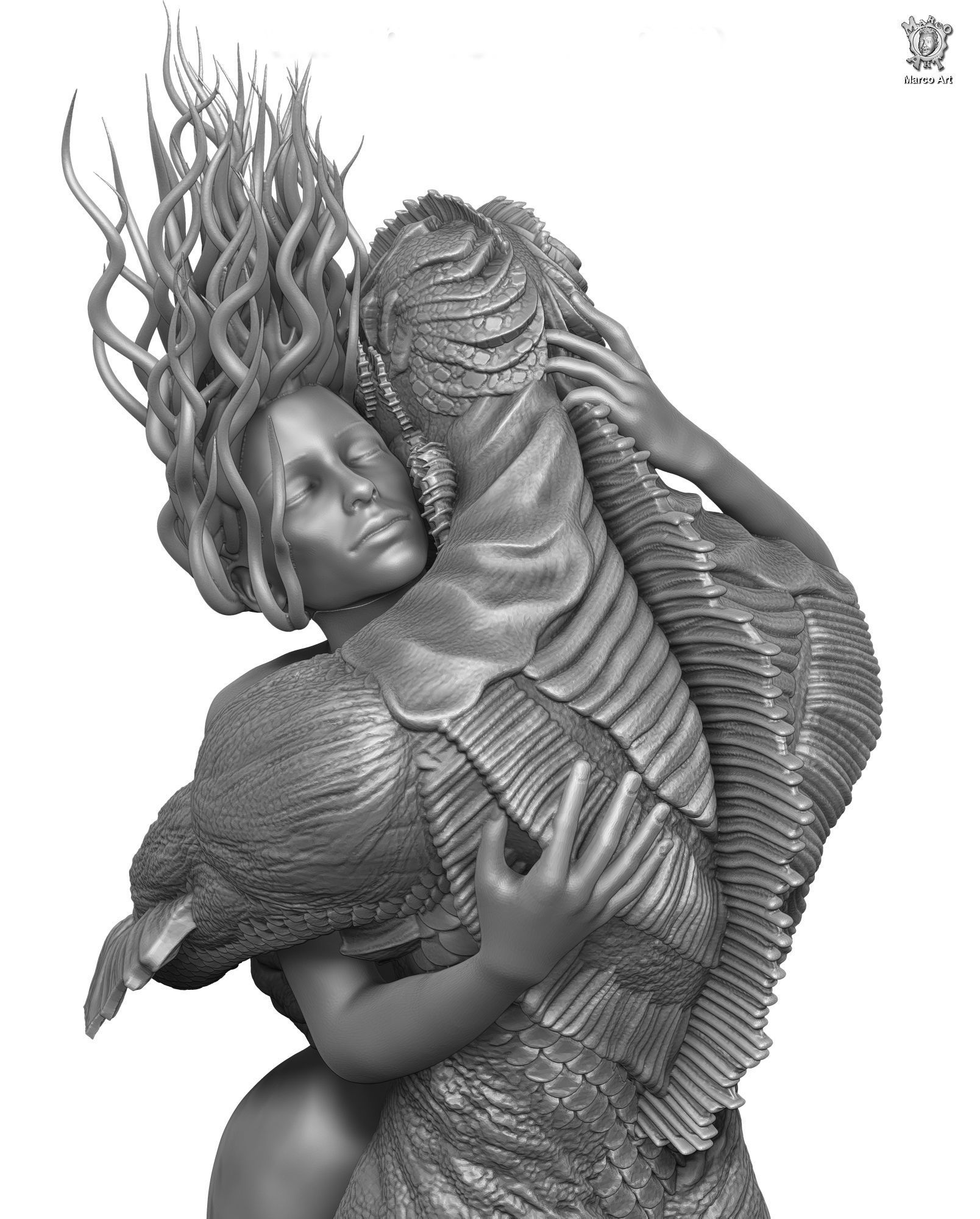 The Shape of Water stl file 3D print model_4