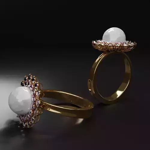 Pearl Diamond Ring Free 3D print model