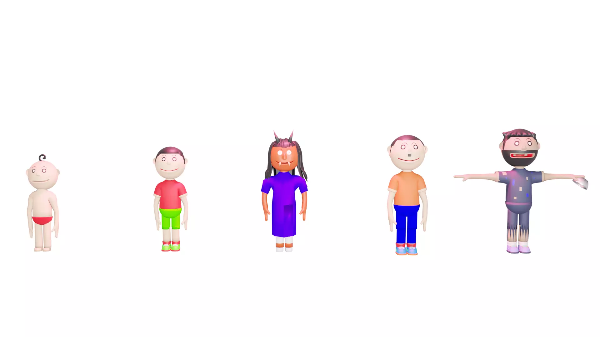 Cartoon Character Pack Low-poly 3D model_0